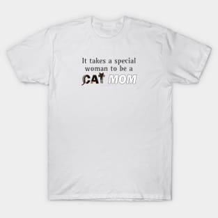 It takes a special woman to be a cat mom - black cat oil painting word art T-Shirt